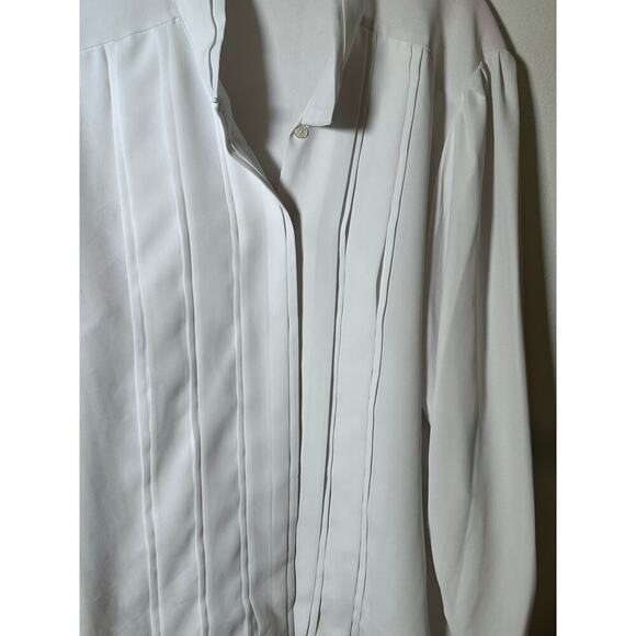 Vintage Karen Scott Women's White Hidden Button Down  Pleated Blouse Top Size 14 - Picture 4 of 6